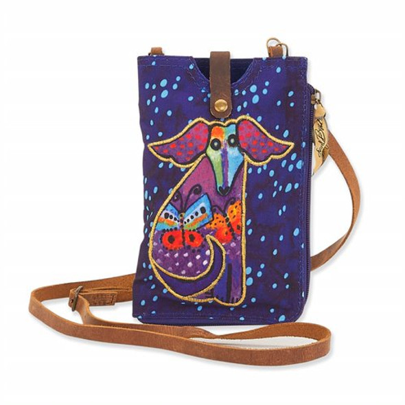 Laurel Burch Pup and Butterflies Canvas Crossbody Tote – LB8055F