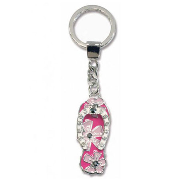 Flip Flop Metal Bling Rhinestone Keychain - 12615000