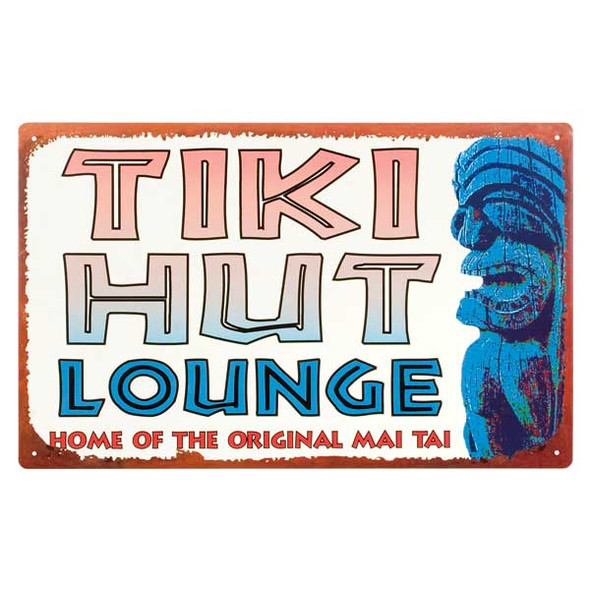 Vintage Style Tin Sign "Tiki Hut Lounge" - 32314C