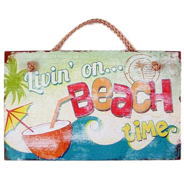 Beach Wood Sign "Livin' on Beach Time" - 41-826