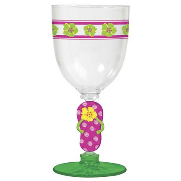 Flip Flops Stem Goblet Acrylic Green Base 42250G