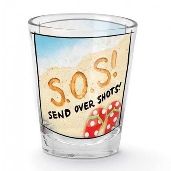 Beach Shot Glass "SOS Send Over Shots" 849-57