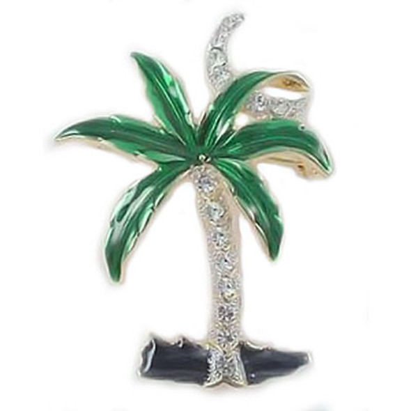 Palm Tree Pin with Enamel & Rhinestones - AB6753