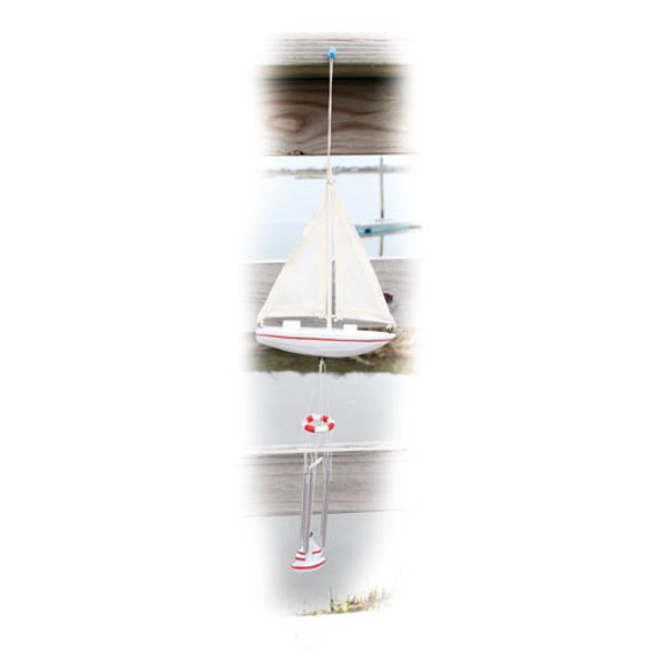 Sail Boat Art 19" Windchime White 20250W