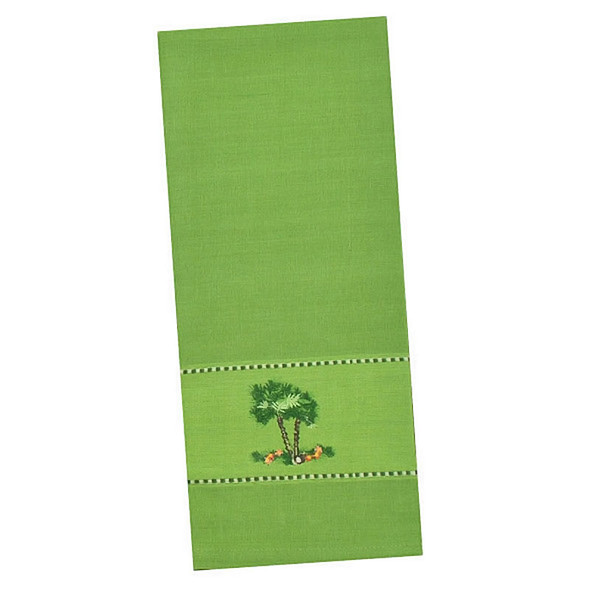 Green Palm Tree Embroidered Cotton Tea Towel - 26777