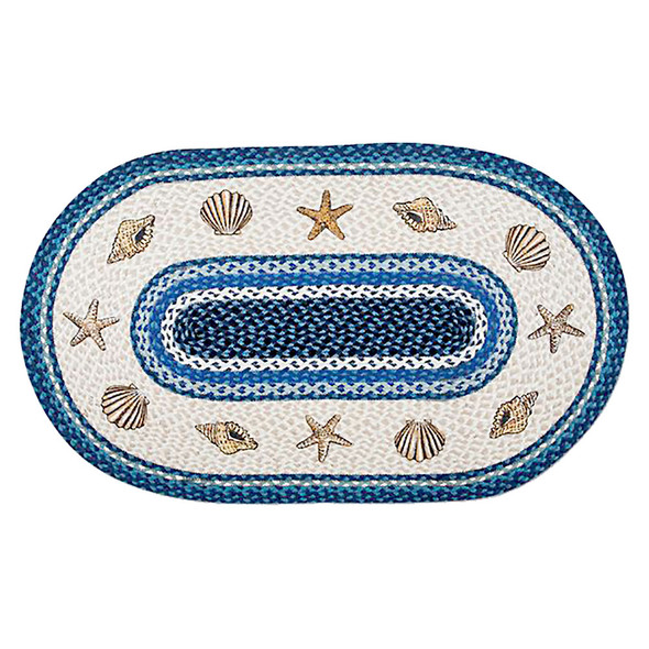 Blue Sea Shells Oval Patch Rug 20"x30" by Earth Rugs
