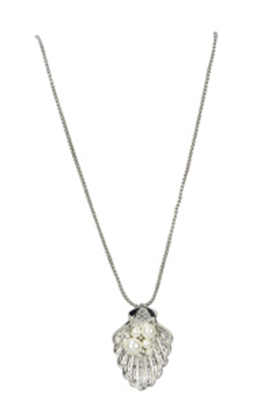 Sea Shell Necklace - Silver Tone with Chain - 48215