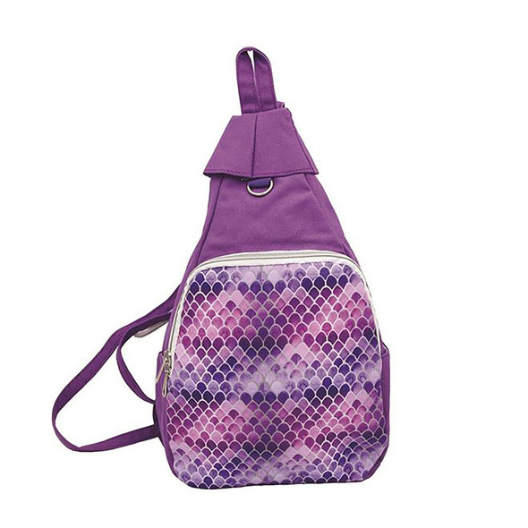 Small Purple Mermaid Canvas Daypack Backpack