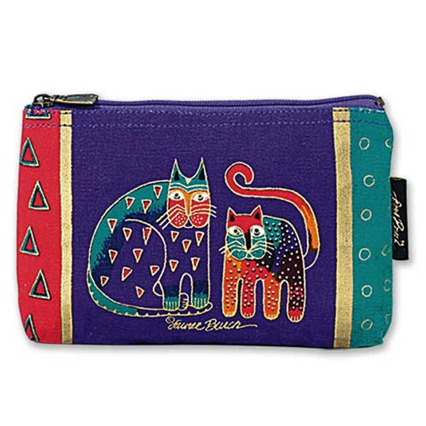 Laurel Burch Cotton Canvas Cosmetic Bag "Fantastic Felines"  Dark Blue -LB2090C