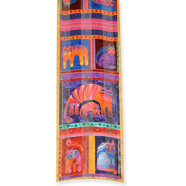 Laurel Burch Silk Scarf "Fantastic Feline Totem" - Cat - LBS183