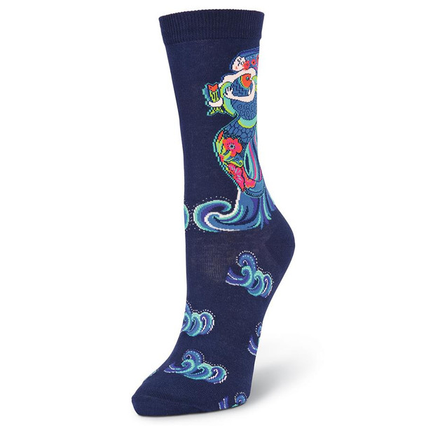 Laurel Burch Dancing Mermaids Crew Socks Navy