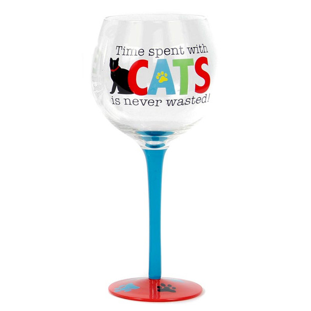 Cat Sayings Time Wine Glass 40174-T