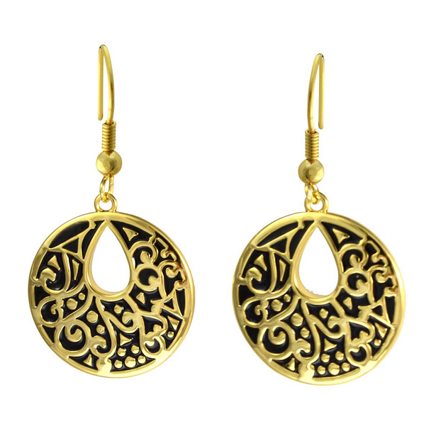 Harmony Laurel Burch Earrings Black-Gold 6025