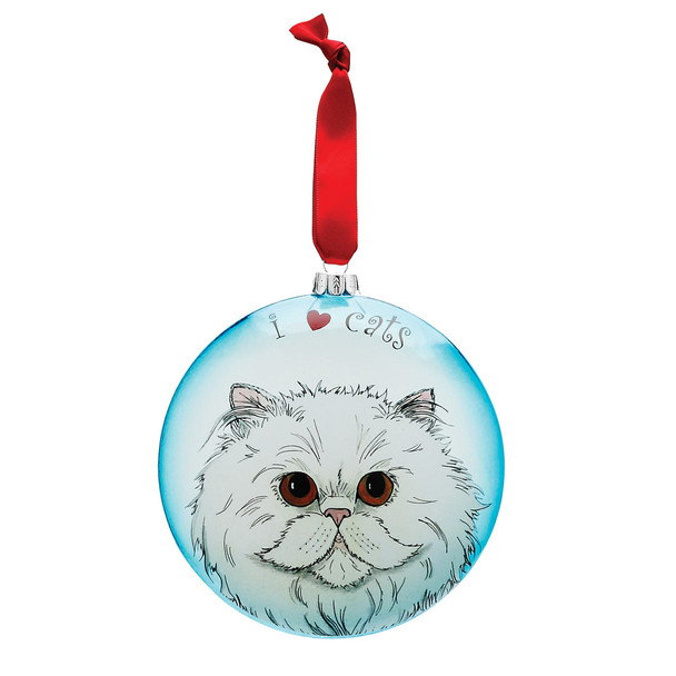 Playful Persian 5" Glass Cat Christmas Ornament 45414