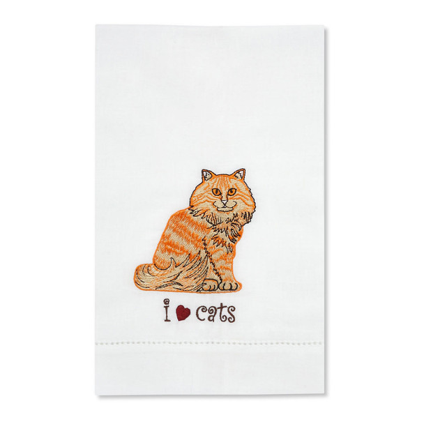 Orange Tabby Embroidered Tea Towel 45415