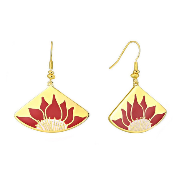 Lotus Red Laurel Burch Earrings - 5088