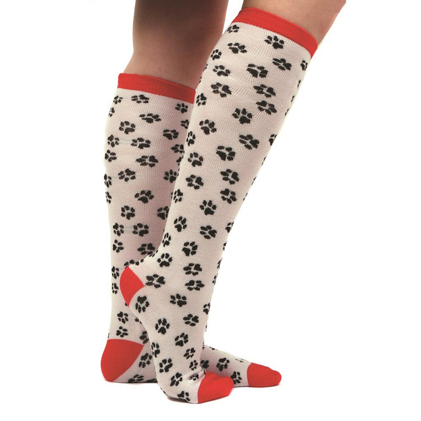 Knit Pawprint Sox White Socks 40079W