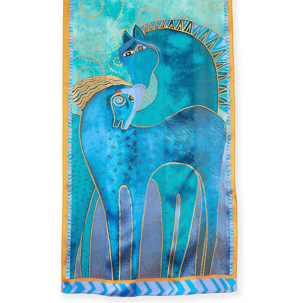 Laurel Burch Silk Scarf "Teal Mares"