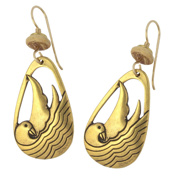 Laurel Burch Seabird Bird Drop Cast GoldTone Earrings - LBJ001G