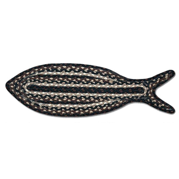 Fish Shaped Rug 9"x26" Mocha/Frappuccino Jute Braided