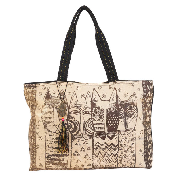 Laurel Burch Wild Cats Family Stamp Pattern Shoulder Tote