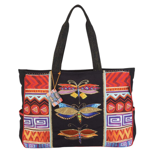 Laurel Burch Colorful Dragonflies Oversize Tote