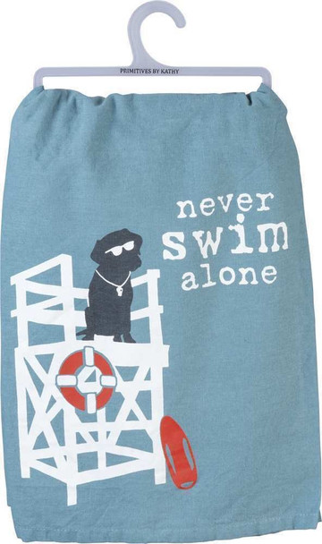 Black Lab Dish Towel - Never Swim Alone - 39162