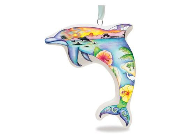 Coastal Daydream Dolphin Ceramic Ornament - 868-33