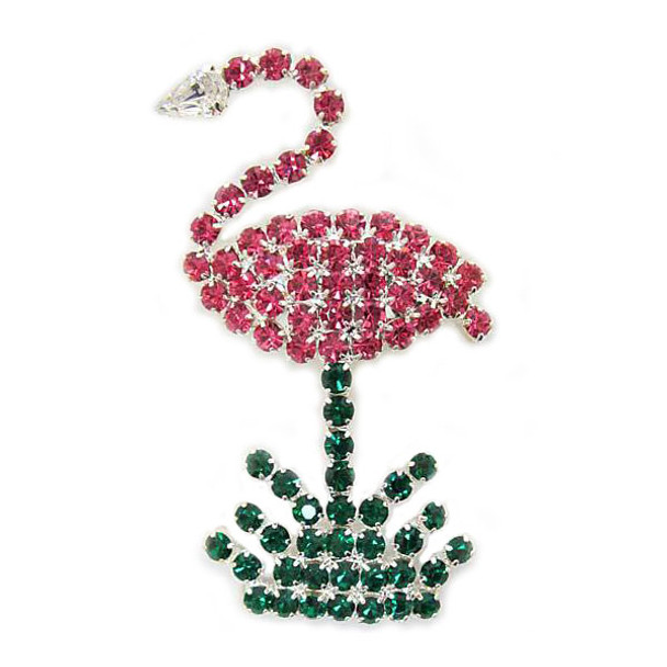 Pink Flamingo Pin All Rhinestone - P986