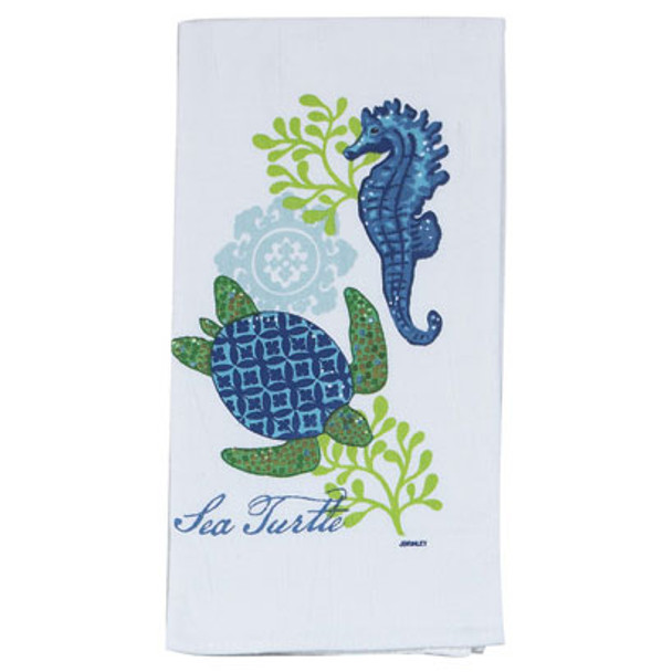 Sea Turtle and Seahorse Flour Sack Towel - R2503