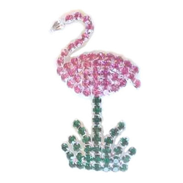 Pink Flamingo Pin All Rhinestones - 1 3/4 inch - RSP2586-B