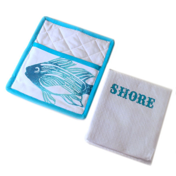 Shore Life Pot Holder & Towel Set 25960-Shore