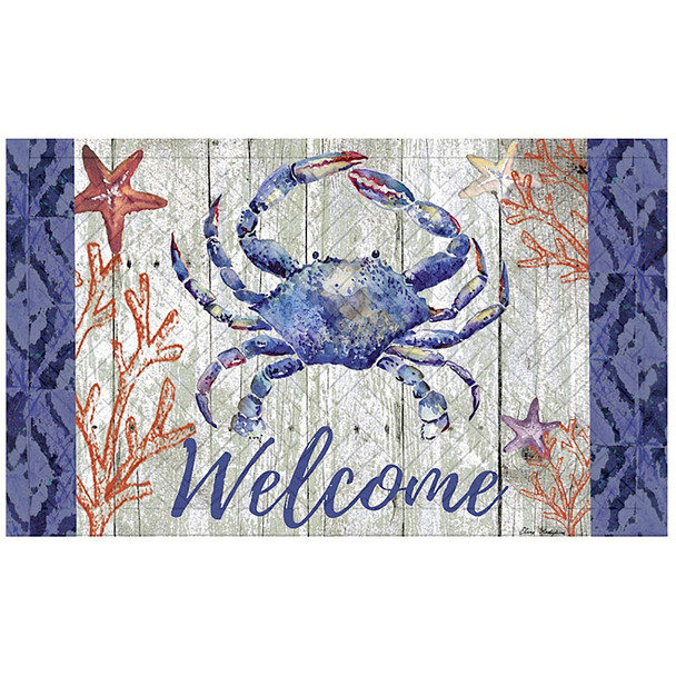 Welcome Blue Crab Embossed Floor Mat 41EM2314