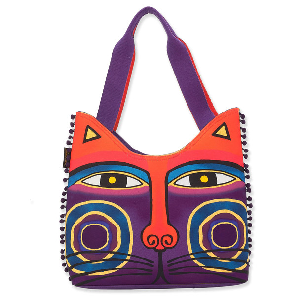 Laurel Burch Feline Tribe Canvas Magnificat Red Purple Scoop Tote LB8140B