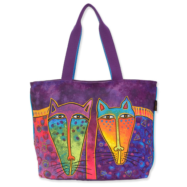 Laurel Burch Wild Ones Felines Canvas Shoulder Tote – LB8220