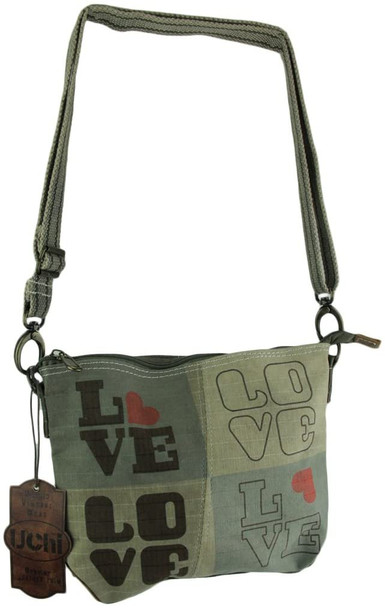 Retro Love Up-Cycled Canvas Crossbody Tote UC137A