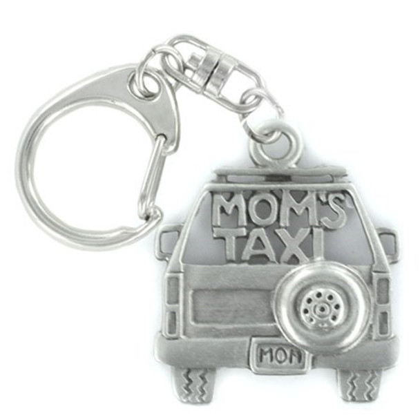 Mom Taxi Key Ring Pewter