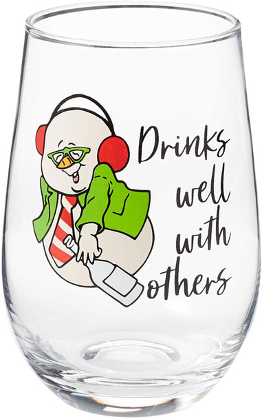 Department 56 Snowpinions Drinks Well with Others Wine Glass, 15 Ounce, Clear