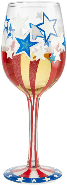 Enesco Lolita Wine Glass Land of the Free, 15 oz, Multicolor
