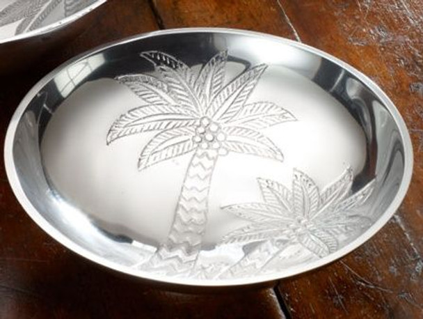 Palm Tree Embossed Aluminum Metal Small Bowl -9780