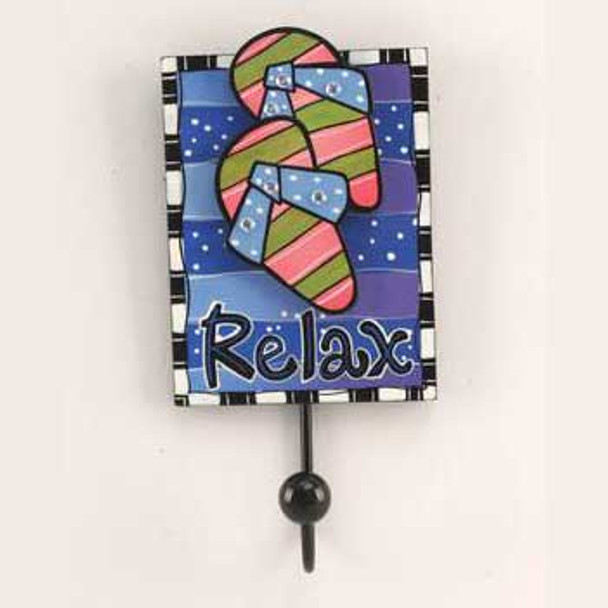 Relax Flip Flops Painted Wood Hook 10871