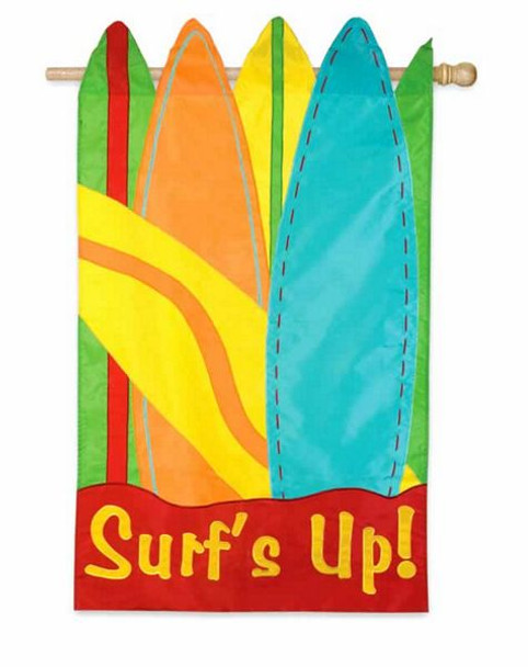 Surfboard Applique Garden Flag "Surf's Up" 12 1/2" x 18" - 161116