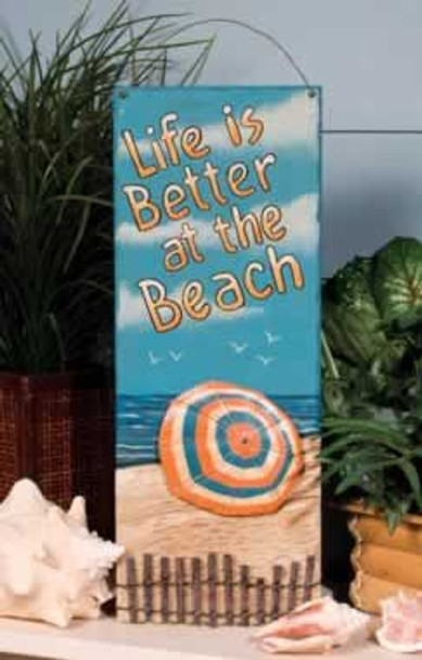 Beach Wood & Tin Sign "Life is Better at the Beach" - 32587