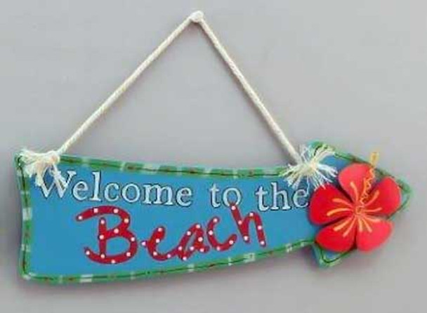 Wood Sign Welcome to Beach Wall Plaque 11119B