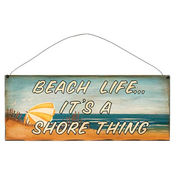 17" Beach Theme Wood Sign "Beach Life" 31375B