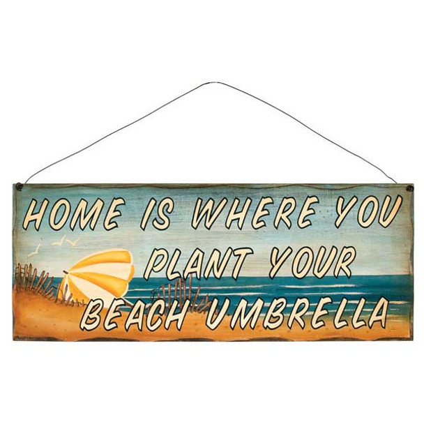 17" Wood Beach Sign "Home is Where" 31375F