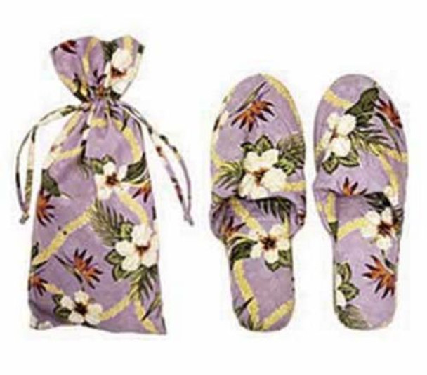 Floral Paradise Lavender Silk Slippers Size L/XL - 9202098L