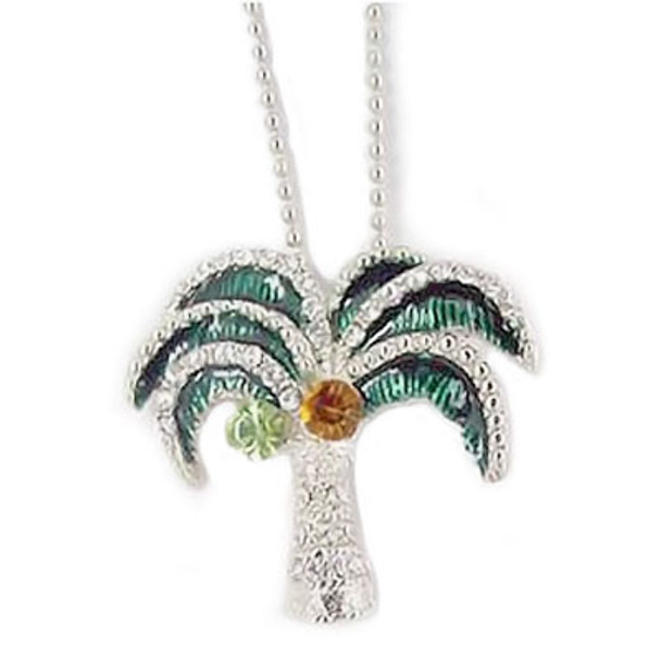 Palm Tree Necklace with Rhinestones - RSN2265-EME