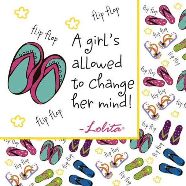 Flip Flop Paper Cocktail Napkins Pk of 20 "A Girl's Allowed by Lolita" - TW4-8179