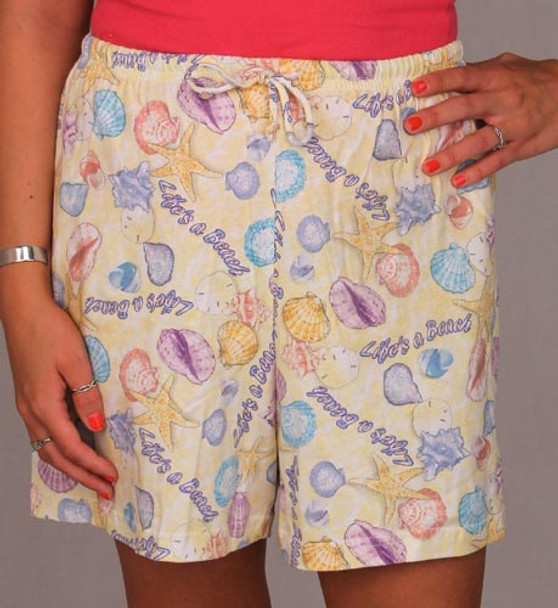 Pajamas "Life's a Beach" Drawstring Shorts - Ladies - JCR226WS